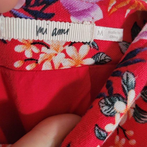 Mi Ami by Francesca's Lori Floral Side Button Mini Skirt Coral - Picture 5 of 10